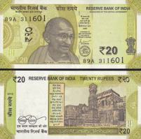 *20 Rupií India 2019-23, P110 UNC - Kliknutím na obrázok zatvorte -